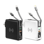 Portable 10000mAH 5 in 1 Power Bank Charger Wall Plug with Built-in Cables