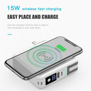 Portable 10000mAH 5 in 1 Power Bank Charger Wall Plug with Built-in Cables