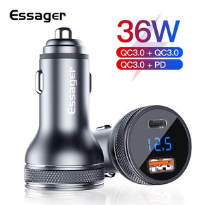 Essager 36W Mini Type C PD3.0 / Dual USB QC3.0 Car Charger - Mainz Empire Pte Ltd