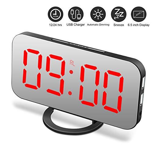 LED Digital Mirror Clock with Dual USB Charging Output - Mainz Empire Pte Ltd