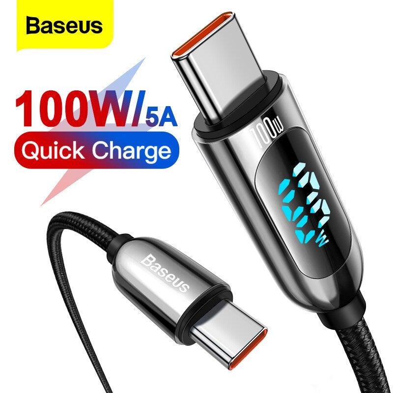Baseus 100W Fast Charging Display USB C Type C Cable - Mainz Empire Pte Ltd