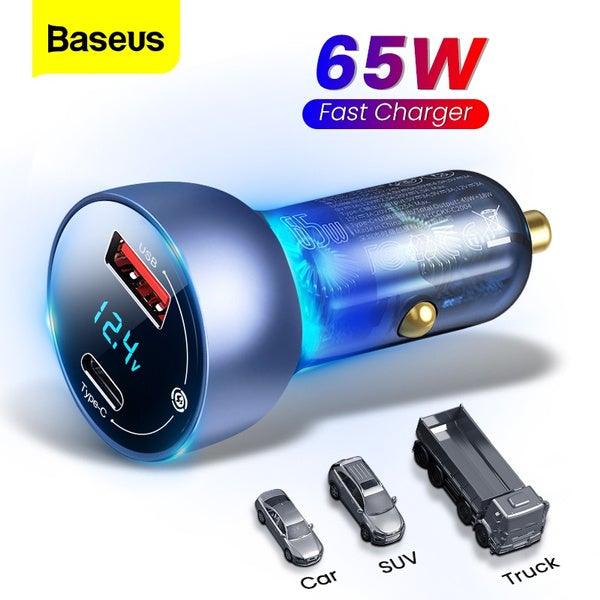 Baseus 65W QC4.0 QC3.0 USB Type C PD Fast Car Charger - Mainz Empire Pte Ltd
