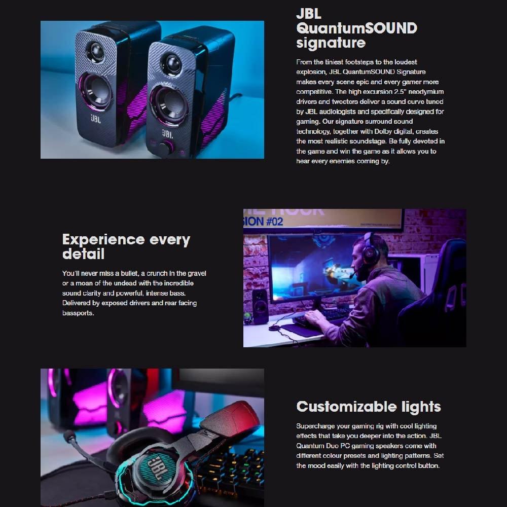 JBL Quantum DUO Bluetooth Gaming Speakers (Customisable RGB Lights) - Mainz Empire Pte Ltd