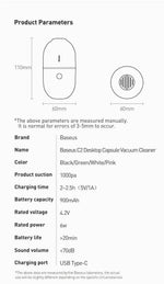 Baseus Mini Handheld Portable Wireless Vacuum Cleaner - Mainz Empire Pte Ltd