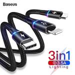 Baseus Halo Led Fast Charging 3 in 1 Cable - Mainz Empire Pte Ltd