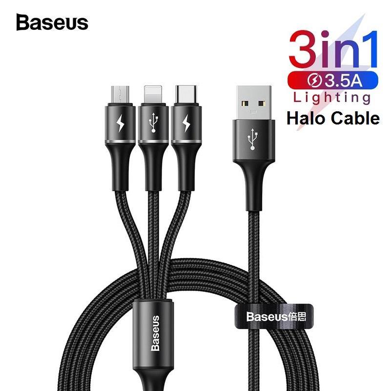 Baseus Halo Led Fast Charging 3 in 1 Cable - Mainz Empire Pte Ltd