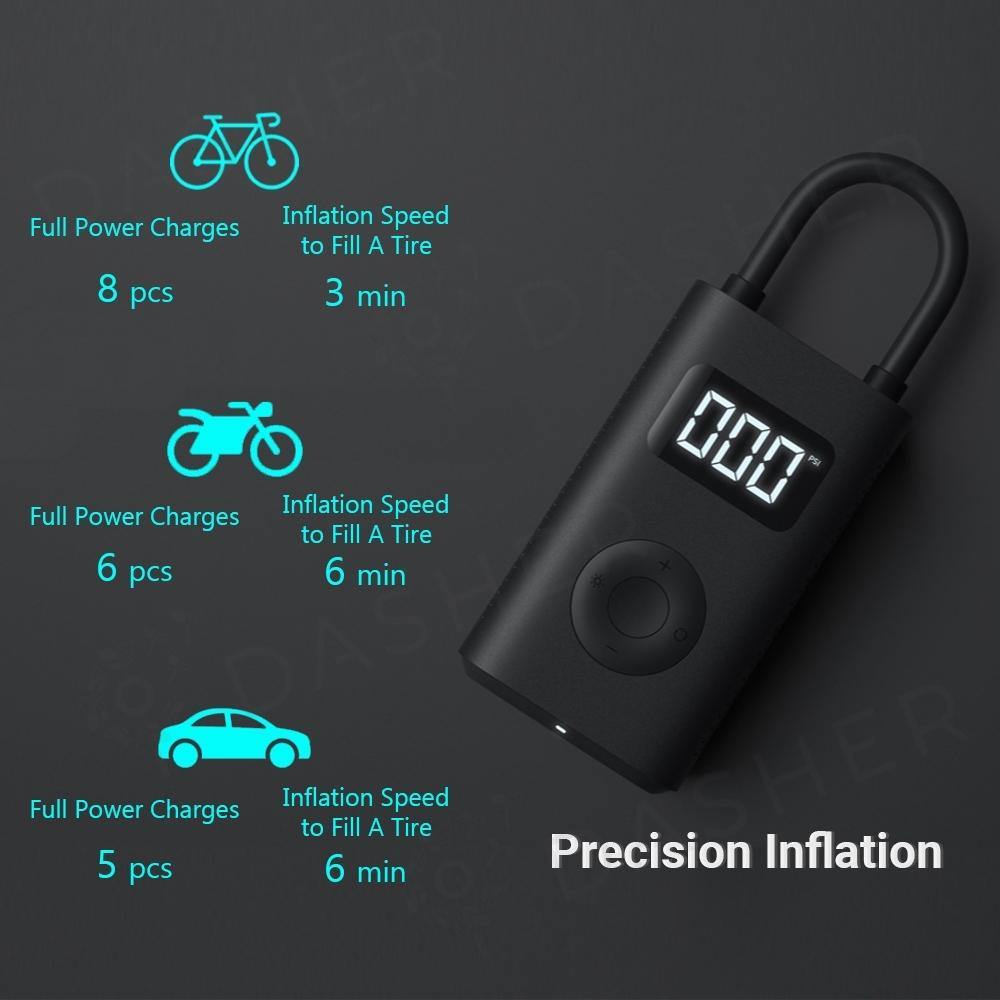 XiaoMi Portable Electric Air Pump Inflator with Tyre Pressure Display - Mainz Empire Pte Ltd