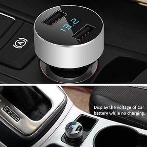 3.1A Fast Charging Dual USB Output Car Charger with Voltmeter Display - Mainz Empire Pte Ltd