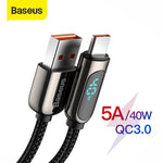 Baseus LED Display 5A Fast Charging USB Type C Cable - Mainz Empire Pte Ltd