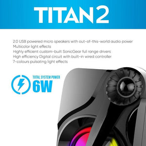 SonicGear Titan 2 Portable 2.0 Speaker with RGB Light Effect - Mainz Empire Pte Ltd