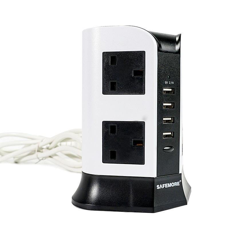 8 Way/12 Way Outlet Sockets with 4 USB 2.1A Charging Ports Tower USB Power Socket - Mainz Empire Pte Ltd