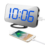 LED Digital Mirror Clock with Dual USB Charging Output - Mainz Empire Pte Ltd