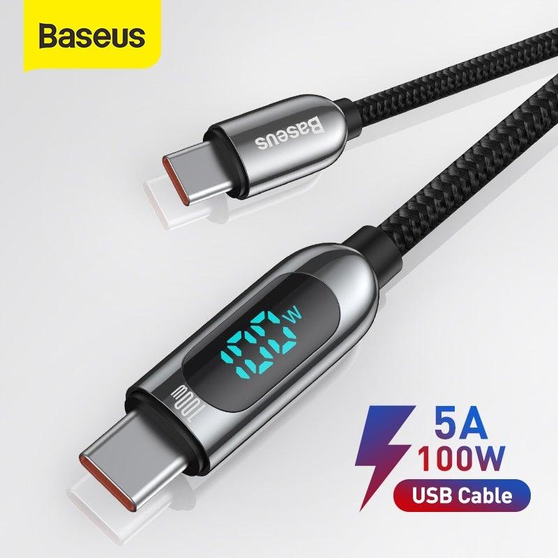 Baseus 100W Fast Charging Display USB C Type C Cable - Mainz Empire Pte Ltd