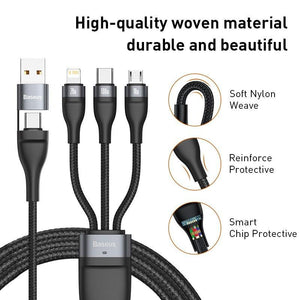 Baseus 1.2M 100W 3 in 1 USB/Type C QC4.0 Charging Cable - Mainz Empire Pte Ltd