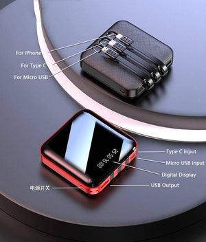 20000mAh Mini Mirror Built In Cables Fast Charging Power Bank - Mainz Empire Pte Ltd