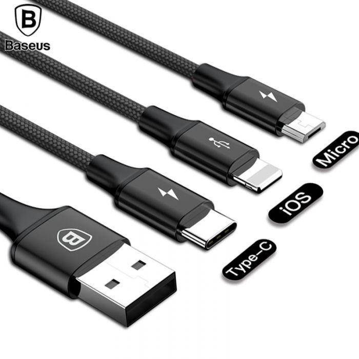 Baseus Rapid 3 in 1 Fast Charging Cable - Mainz Empire Pte Ltd