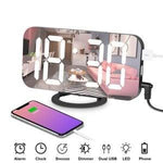 LED Digital Mirror Clock with Dual USB Charging Output - Mainz Empire Pte Ltd