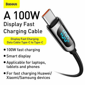 Baseus 100W Fast Charging Display USB C Type C Cable - Mainz Empire Pte Ltd