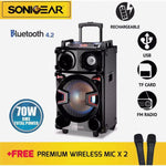 SonicGear Bluetooth Powerful Portable Speaker (Free Wireless Mic x 2) - Mainz Empire Pte Ltd