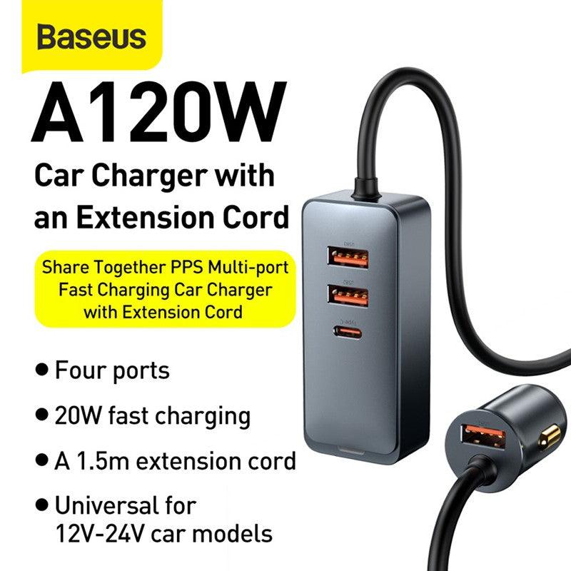 Baseus 120W QC3.0 USB PD3.0 Type C Car Charger - Mainz Empire Pte Ltd