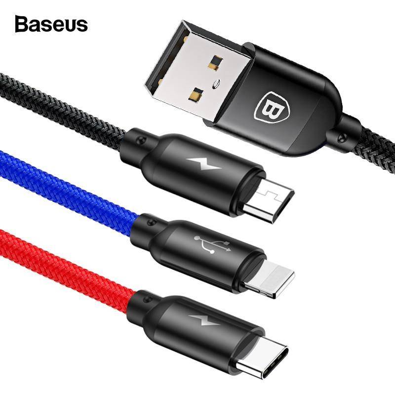 Baseus 3 in 1 Fast Charging Cable (Micro USB,Type C,Lightning) - Mainz Empire Pte Ltd