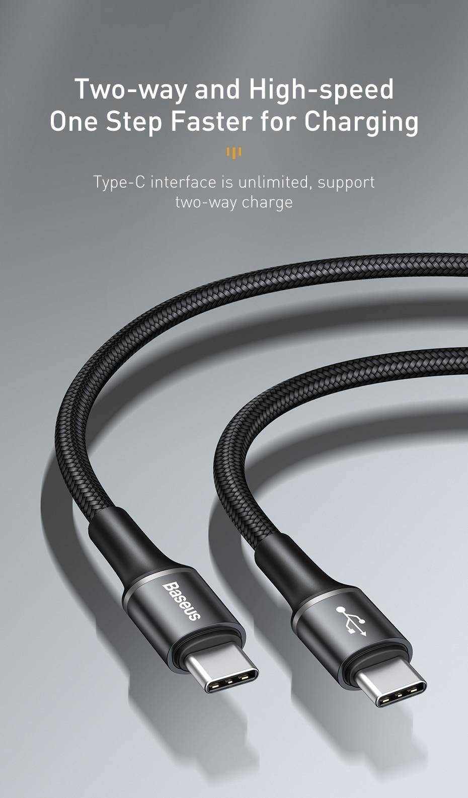 Baseus 60W USB Type C To Type C Fast Charging Cable - Mainz Empire Pte Ltd