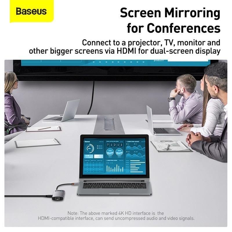 Baseus USB C HUB Type C to HDMI-compatible USB 3.0 Adapter 8 in 1 Type C HUB Dock USB C Splitter - Mainz Empire Pte Ltd