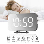 LED Digital Mirror Clock with Dual USB Charging Output - Mainz Empire Pte Ltd