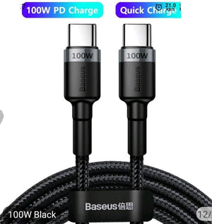 Baseus USB Type-C To USB Type-C 5A 100W Quick Charge 4.0 Cable - Mainz Empire Pte Ltd