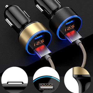 3.1A Fast Charging Dual USB Output Car Charger with Voltmeter Display - Mainz Empire Pte Ltd