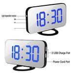 LED Digital Mirror Clock with Dual USB Charging Output - Mainz Empire Pte Ltd