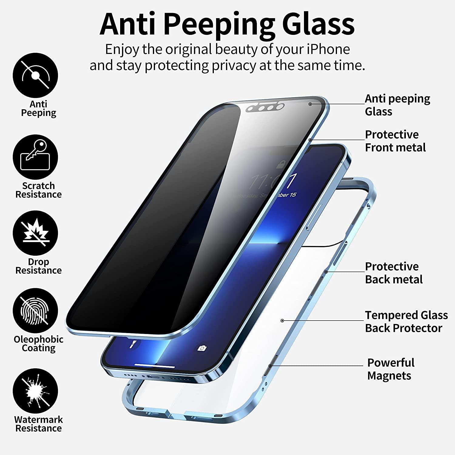 iPhone 14/ 14 Pro/ 14 Pro Max Privacy Magnetic 360 Full Protection Case - Mainz Empire Pte Ltd