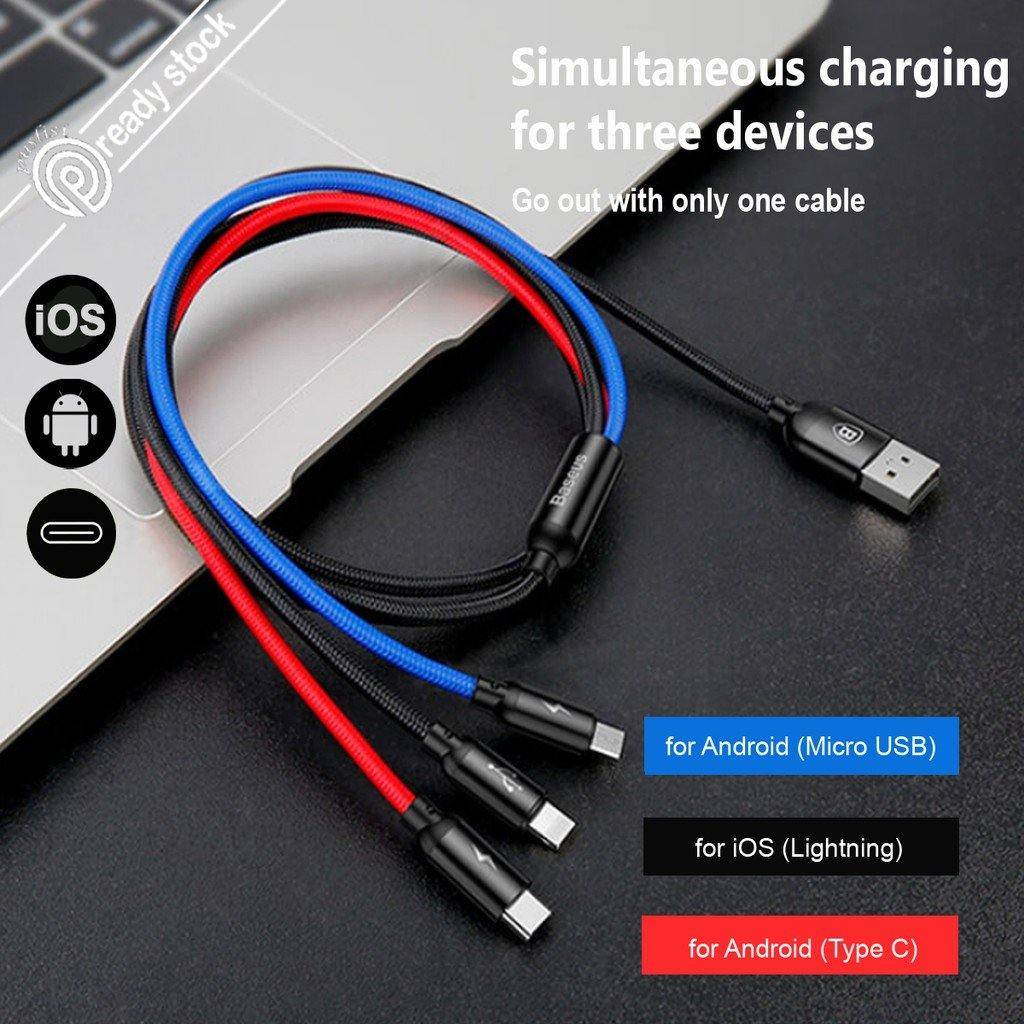 Baseus 3 in 1 Fast Charging Cable (Micro USB,Type C,Lightning) - Mainz Empire Pte Ltd