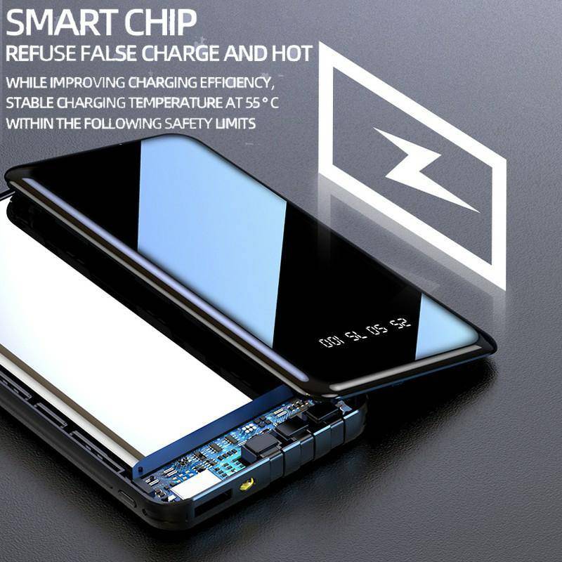 20000mAh Quick Charge Mirror Power Bank with Built In Cables n LED Torch - Mainz Empire Pte Ltd