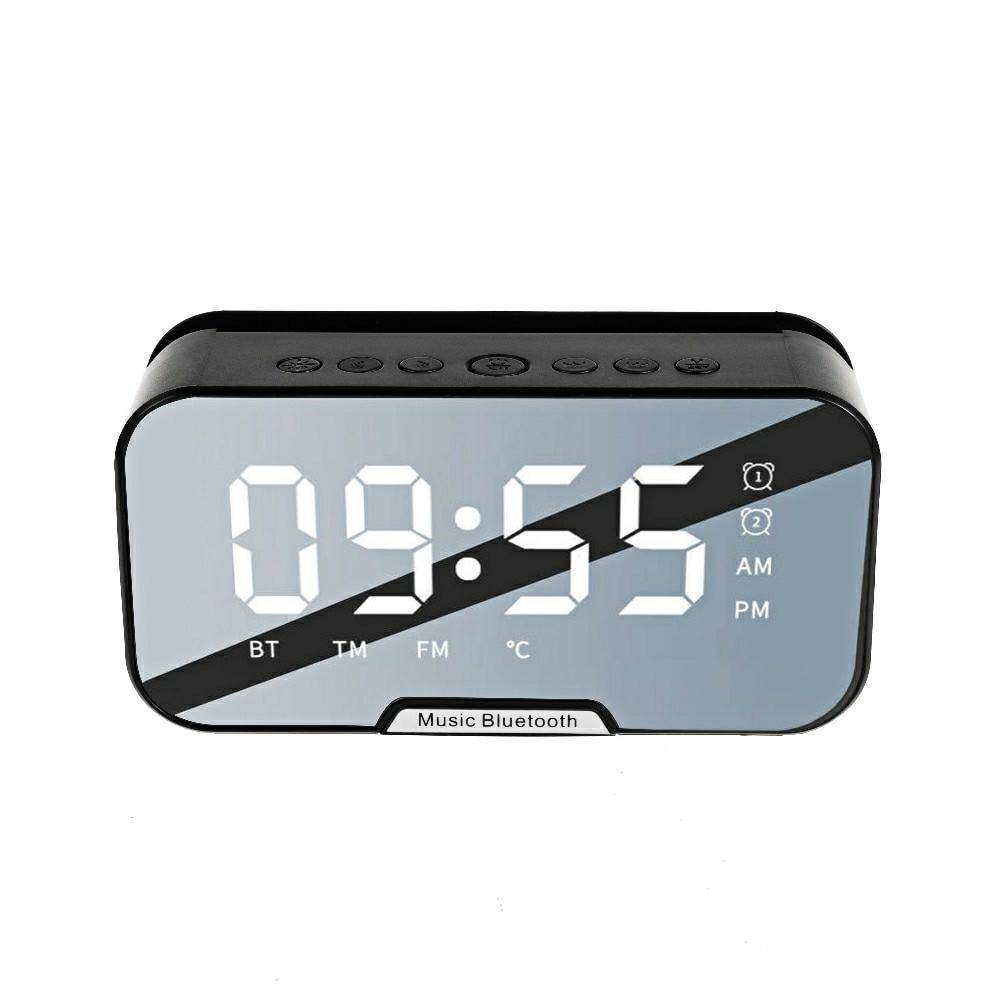 All in One Bluetooth 5.0 Mirror Digital Clock Speaker With Temp Display/Radio/AUX/MemCard and Built in Mic Function - Mainz Empire Pte Ltd