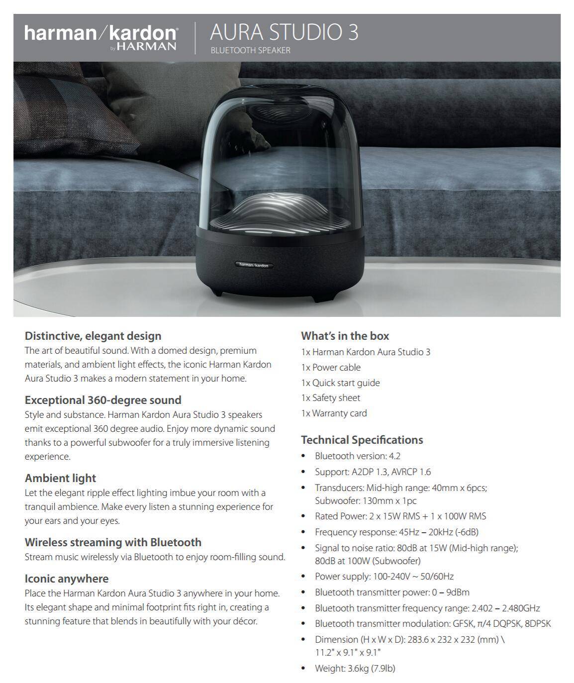 Harman Kardon Aura Studio 3 蓝牙无线音箱| Mainz Empire Pte Ltd