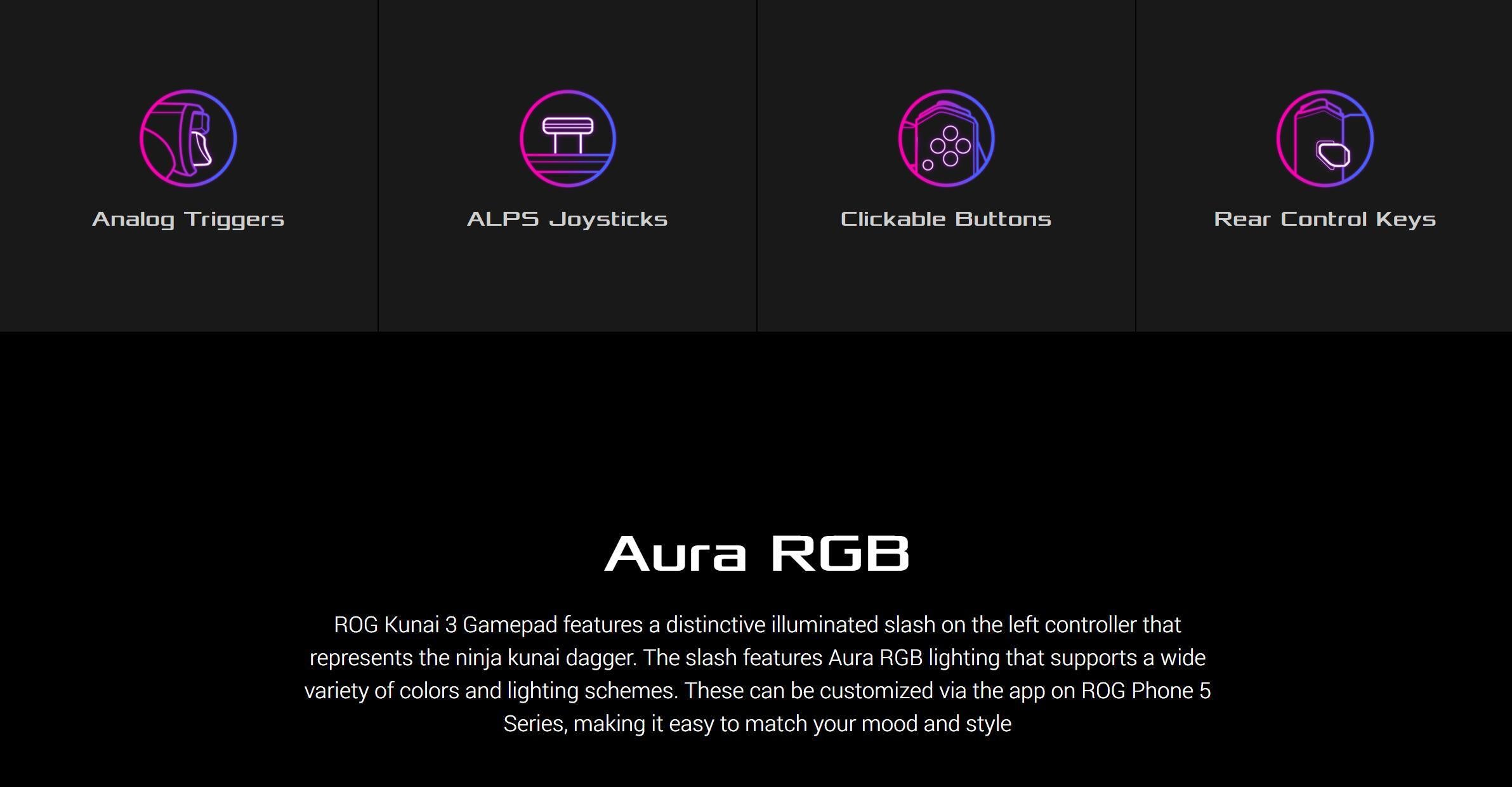 Asus Kunai 3 Gampad for Asus ROG 5 and ROG 6 Series - Mainz Empire Pte Ltd