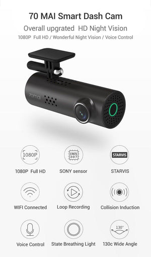 Xiaomi 70Mai Smart WIFI DVR Driving Car Vehicle Recorder 1080P HD Dash Cam - Mainz Empire Pte Ltd