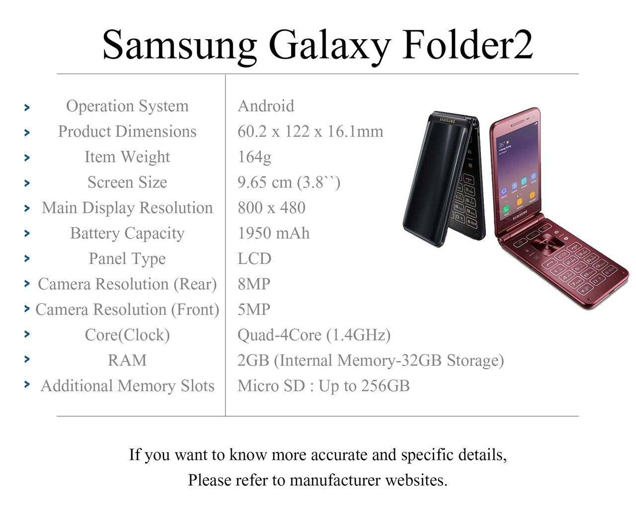 Samsung Galaxy Folder 2 4G LTE (Android Touch Screen Flip Phone) *REFURBISHED* - Mainz Empire Pte Ltd